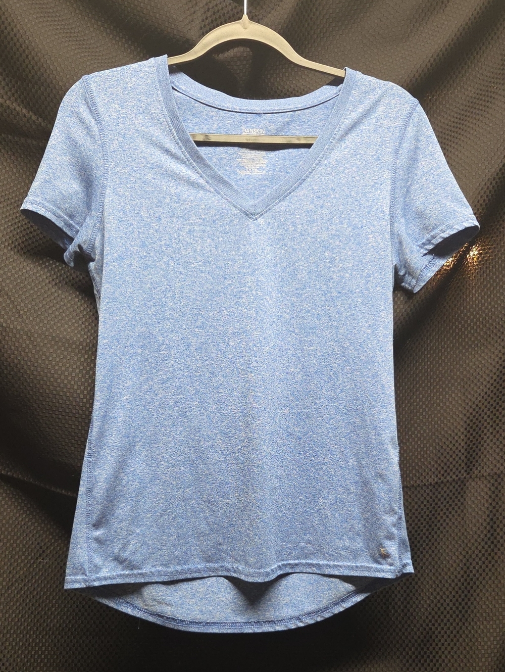 Danskin Light Blue Heathered V-Neck Short Sleeve Tee